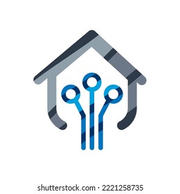 icono de casa inteligente plana sobre blanco