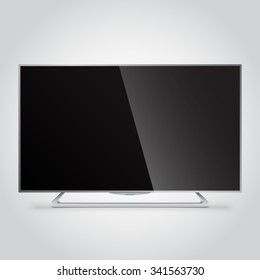 Flat Smart TV Mockup With Blank Screen, Flat Lcd Display, Realistic Vector