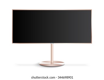 Flat Smart TV Mockup with blank screen on the Floor Stand, 21:9, vector