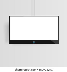 Flat Smart TV Mockup with blank white screen  LCD realistic vector illustration eps 10