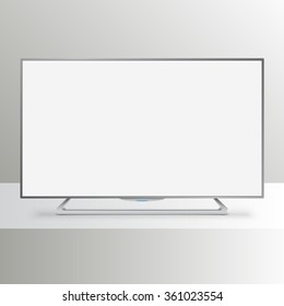 Flat Smart TV Mockup With White Blank Screen