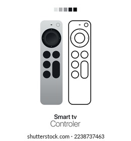 Icono de control remoto de tv inteligente plano | Icono de contorno blanco y negro