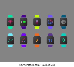 flat smart watch icons