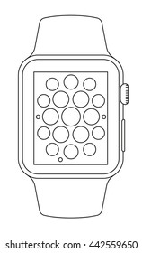 Flat smart watches bluescreen outline illustration