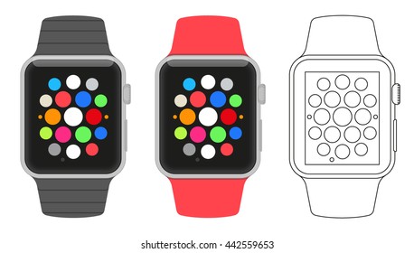 Flat smart watches set / smart watch illustration