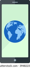 Flat smartphone with blue Earth. Eps 10. Elements of this image furnished by NASA