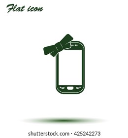 Flat smartphone gift with a bow.