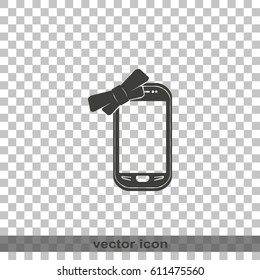 Flat smartphone gift with a bow.