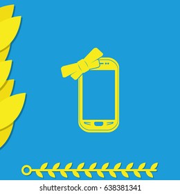 Flat smartphone gift with a bow.