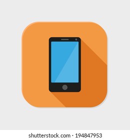 Flat smart-phone icon for application on grey background