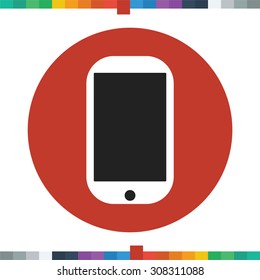 Flat smartphone icon in a circle.