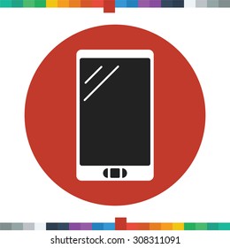Flat smartphone icon in a circle.
