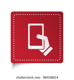 Flat Smartphone  icon on red sticker