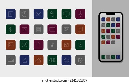 Iconos planos de smartphone para aplicaciones