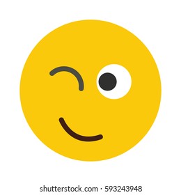 Flat smile emoji isolated on white background. Vector illustration
