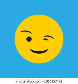 Flat Smile Icon, Simple Emoticon, Smile Face Icon