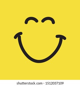 flat smile line icon vector illustration