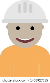 flat smile man in white construction helmet icon isolated