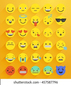 Flat Smiley Emoticon Set : Vector Illustration