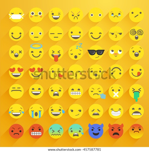 Flat Smiley Emoticon Set Vector Illustration Stock Vector (Royalty Free ...