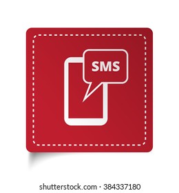 Flat Sms icon on red sticker