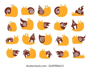 Flat Snail Design Element Set