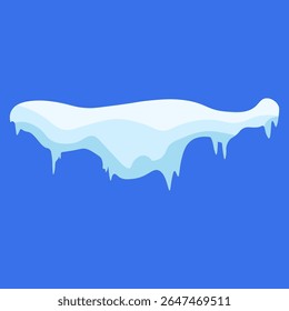 Coleção de feixes de neve plana com pilha macia e formas de deriva gelada. Elementos de tampa congelados para layout de desenho animado horizontal e telhado. Moldura de inverno isolada com cicles e efeito nevado.