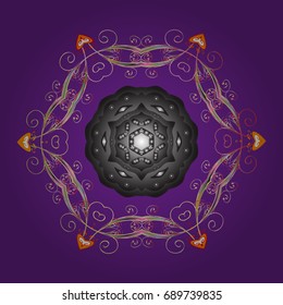 Flat snow doodle icons, snow flakes silhouette in colors for christmas banner, cards. New year snowflake. Cute abstract snowflake vector design on colorful background.
