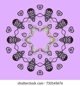 Flat snow doodle icons, snow flakes silhouette in neutral, gray and green colors for christmas banner, cards. New year snowflake. Cute abstract snowflakes vector design.