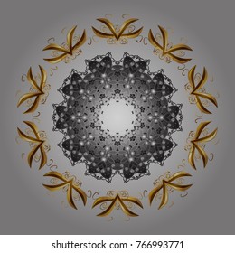 Flat snow doodle icons, snow flakes silhouette in gray, brown and yellow colors for christmas banner, cards. New year snowflake. Nice abstract snowflakes vector design.