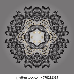 Flat snow doodle icons, snow flakes silhouette in gray, neutral and brown colors for christmas banner, cards. New year snowflake. Cute abstract snowflake vector design.