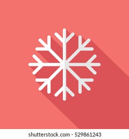 Flat Snow Flake Icons on Pink Background