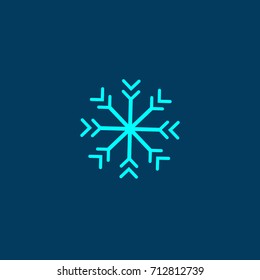 Flat snowflake. Icons isolated on a blue background. Element for your design