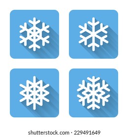 Flat Snowflake Icons. Vector Illustration