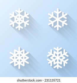 Flat Snowflake Icons. Vector Illustration