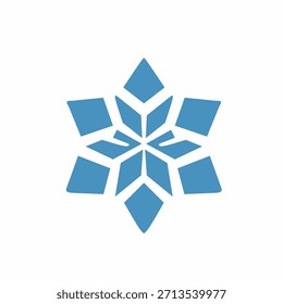 Flat snowflake symbol in clean style for winter season graphics, suitable for banners, cards, and UI elements.