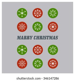 Flat snowflakes. isolated Icons winter background. Elements of various shape for your design. Vector illustration.