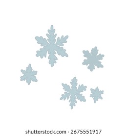 flat snowflakes on white background