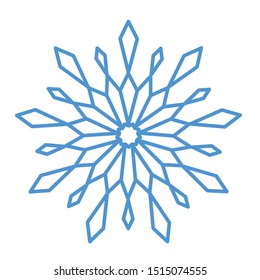 Flat snowflakes. Winter snowflake crystals, christmas snow shapes and frosted cool blue icon, cold xmas season frost snowfall decoration. Vector isolated symbol