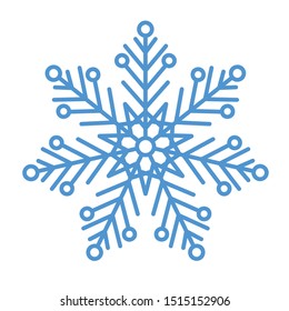 Flat snowflakes. Winter snowflake crystals, christmas snow shapes and frosted cool blue icon, cold xmas season frost snowfall decoration. Vector isolated symbol