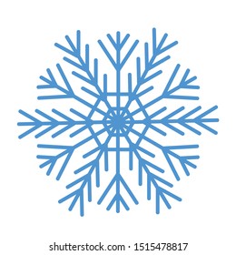 Flat snowflakes. Winter snowflake crystals, christmas snow shapes and frosted cool blue icon, cold xmas season frost snowfall decoration. Vector isolated symbol