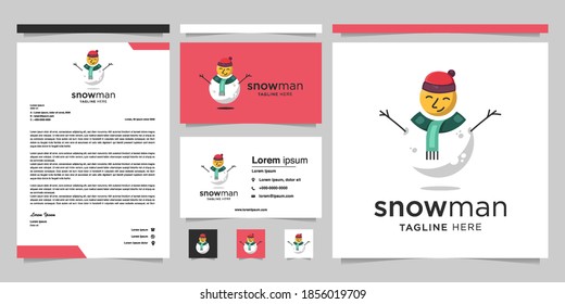 Flachsnowman-Logo-Design, Weihnachtstagsgrafie, Briefmarkenpräsentation