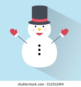 Flat snowman wirh shadows. Vector