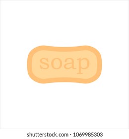 Flat soap isolated on white background, icon logo vector illustration. Clean object, household equipment tool. Cleaning service, housekeeping cleanness