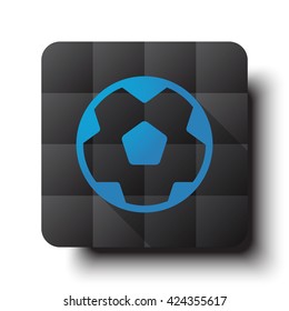 Flat Soccer Ball icon on black app button with drop shadow