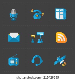 Flat social icons set on White