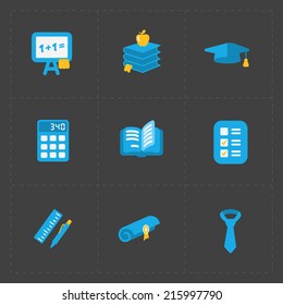 Flat social icons set on Dark Background