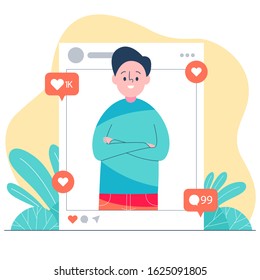 Flat social influencer vector illustration