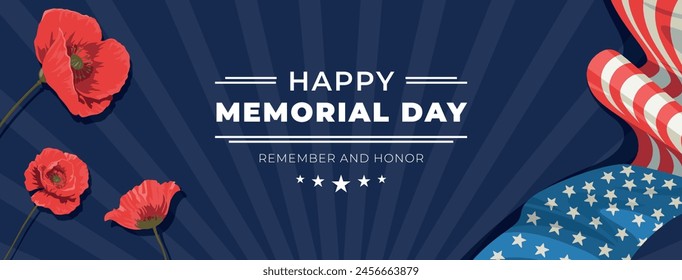 Flat social media cover template for usa memorial day celebration