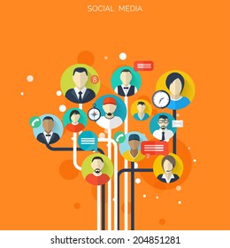 El concepto de redes y medios sociales. Antecedentes comerciales, comunicación global. Anuncios de perfil de sitios Web. Conexión entre personas. Mapa del foro.